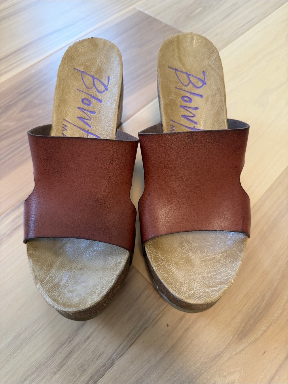 Blowfish Burnt Brown Leather Slide Mules